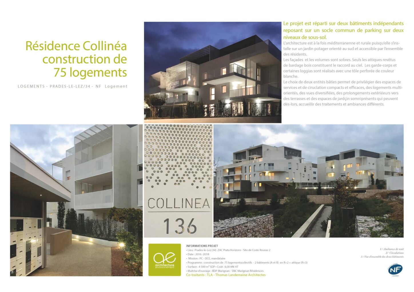 collinéa 75 logements collectifs prades le lez 34 zac prata horizons site de coste rousse 2 fiche projet