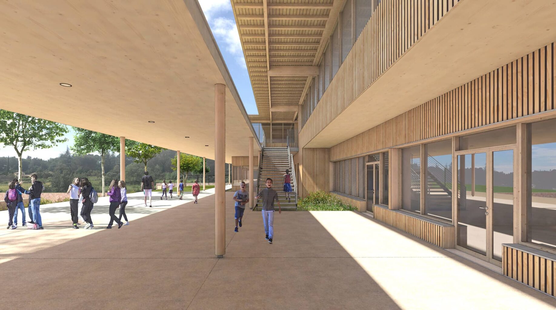 construction d’un collège en bois et d’un plateau sportif joyeuse 4