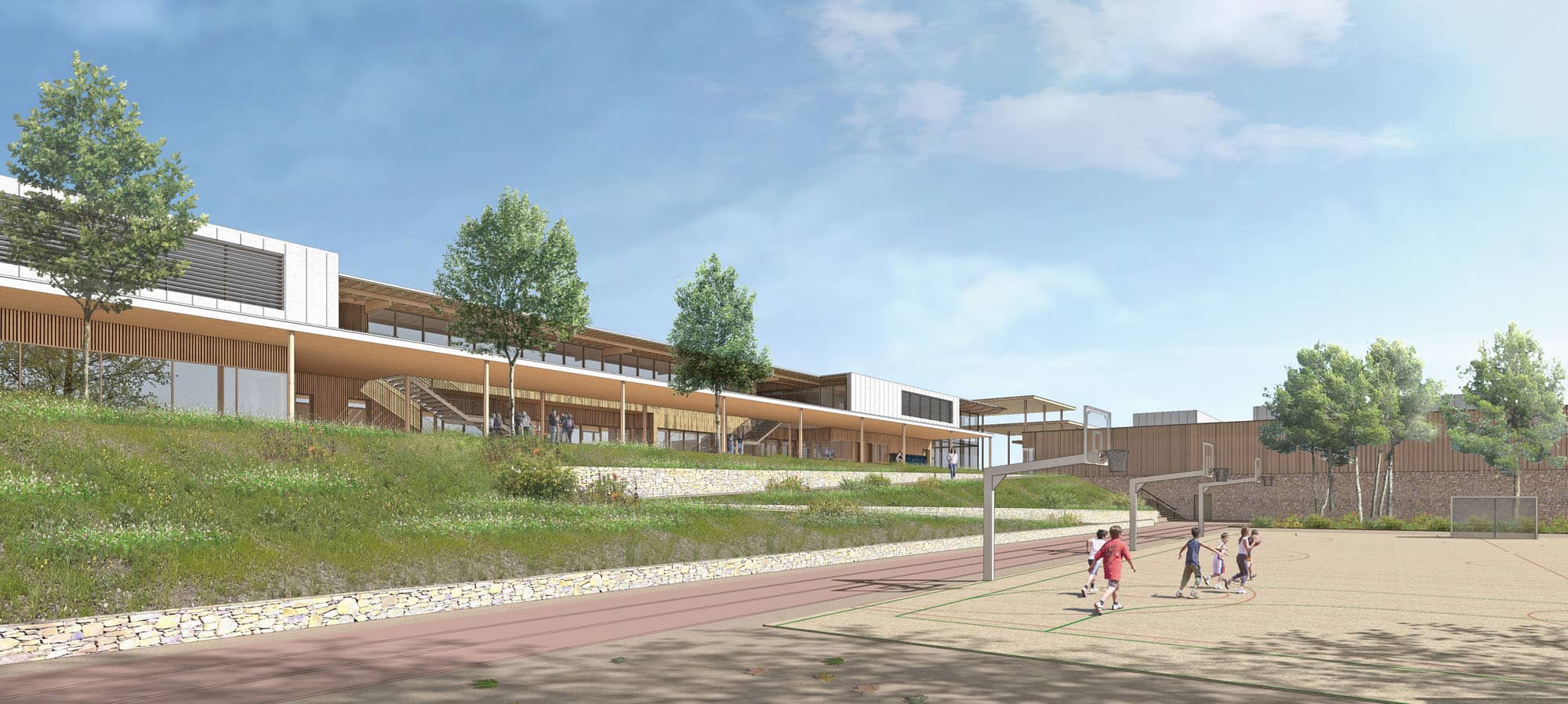 construction d’un collège en bois et d’un plateau sportif joyeuse 5