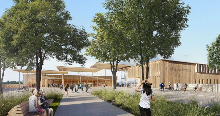 construction d’un collège en bois et d’un plateau sportif joyeuse