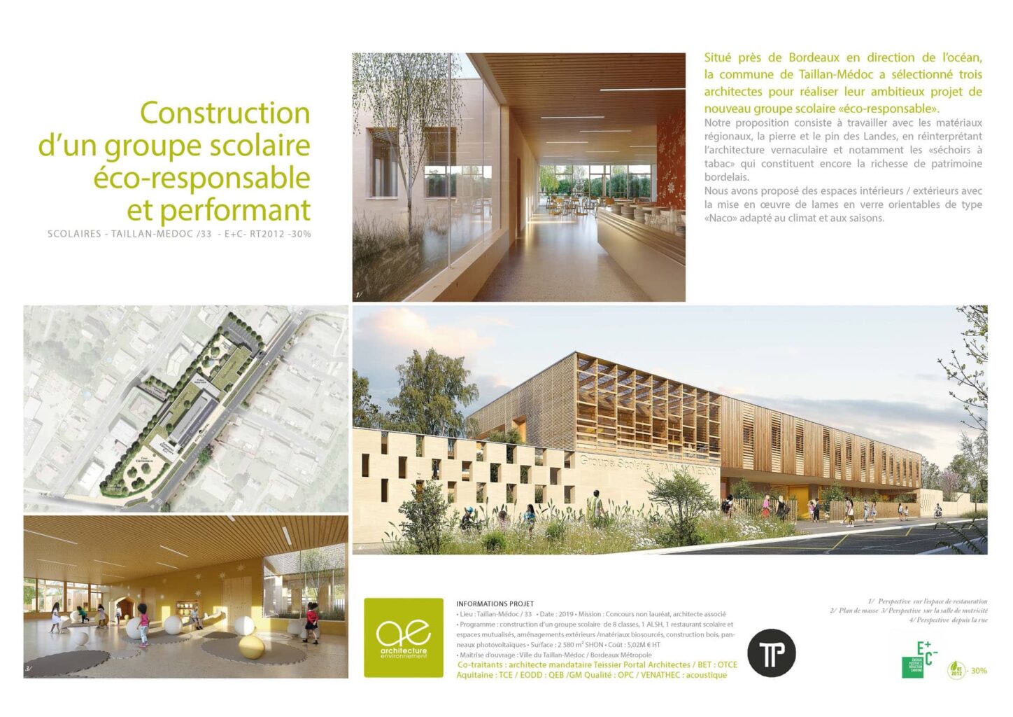 construction d’un groupe scolaire éco responsable et performant e+c taillan médoc fiche projet