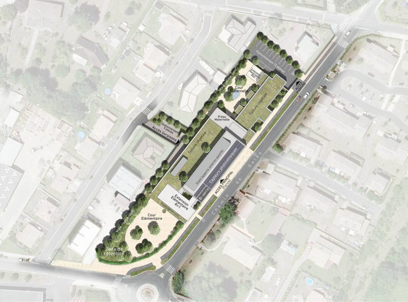 construction d’un groupe scolaire éco responsable et performant e+c taillan médoc plan de masse