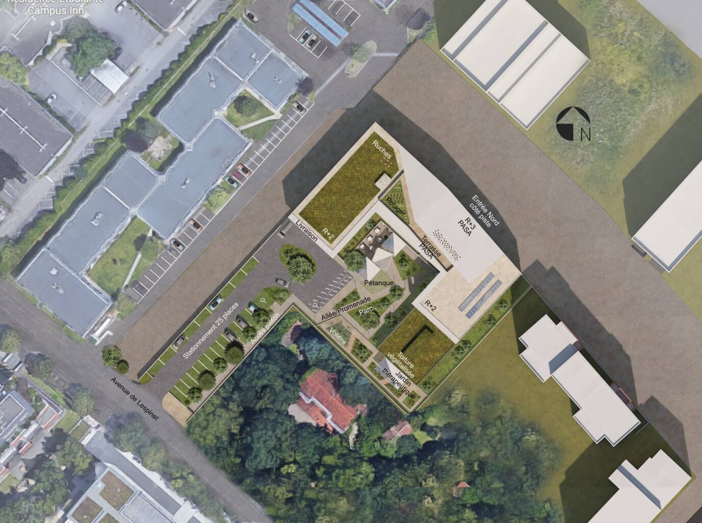 ehpad antoine de saint exupéry toulouse quartier montaudran saint exupéry plan de masse