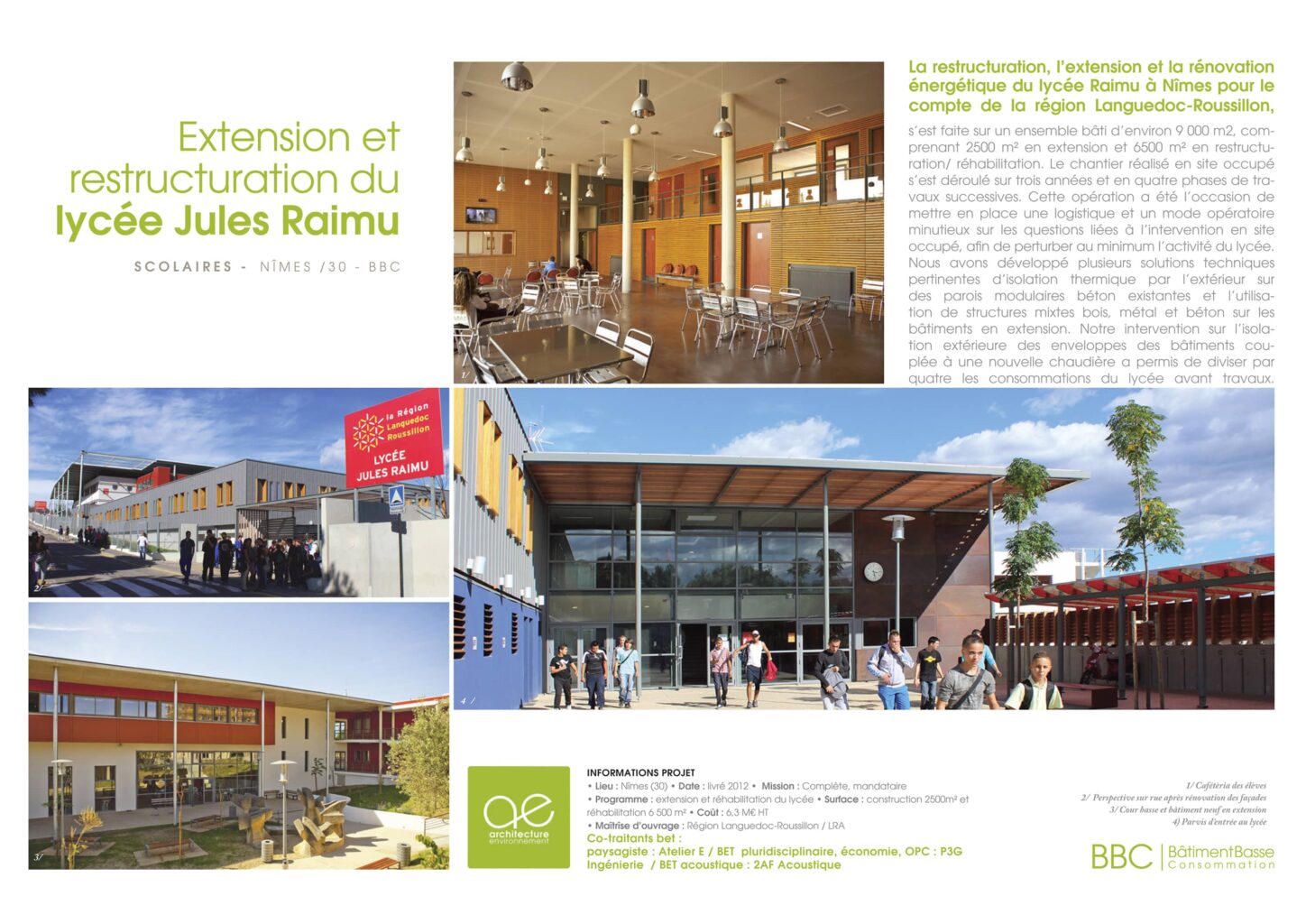 extension et restructuration du lycée jules raimu nîmes fiche projet