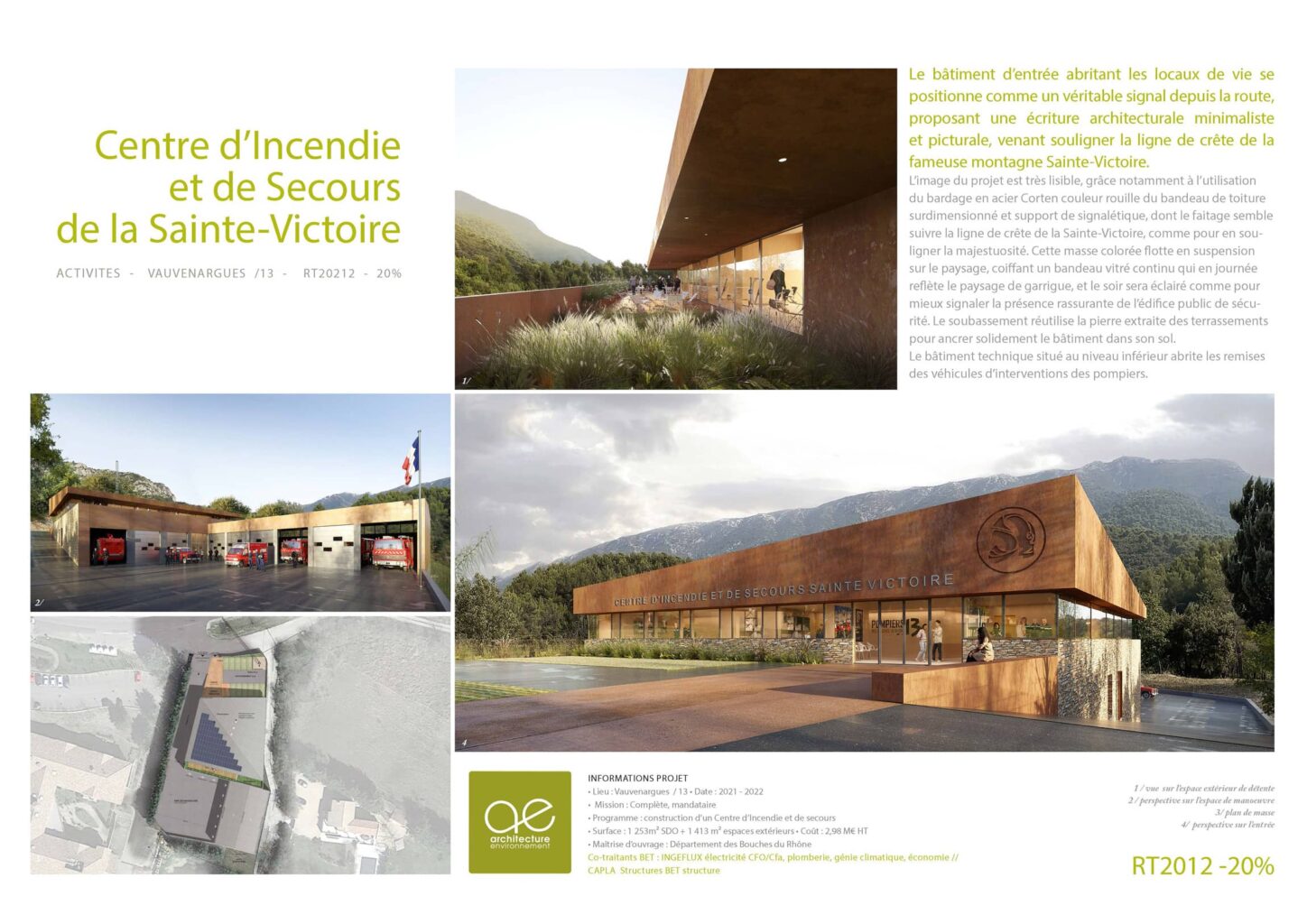 fiche projet centre incendie et de secours de la sainte victoire cis de vauvenargues caserne de pompiers