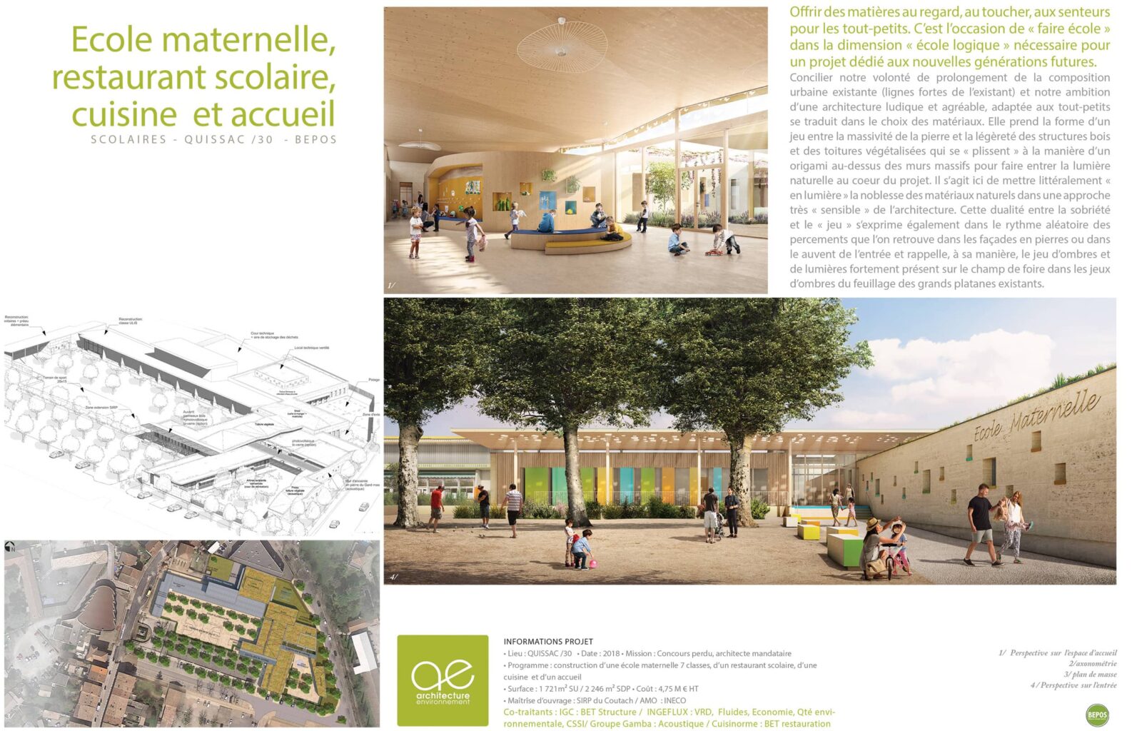 groupe scolaire de quissac école maternelle, restaurant scolaire, cuisine et accueil fiche projet