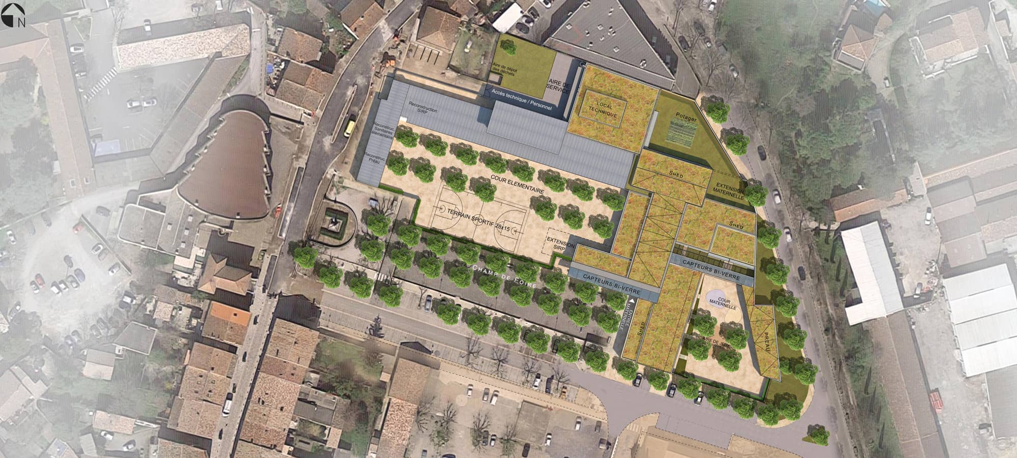 groupe scolaire de quissac école maternelle, restaurant scolaire, cuisine et accueil plan de masse