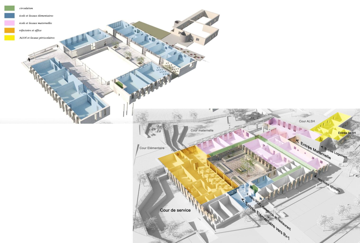groupe scolaire site du piol opio axométrie