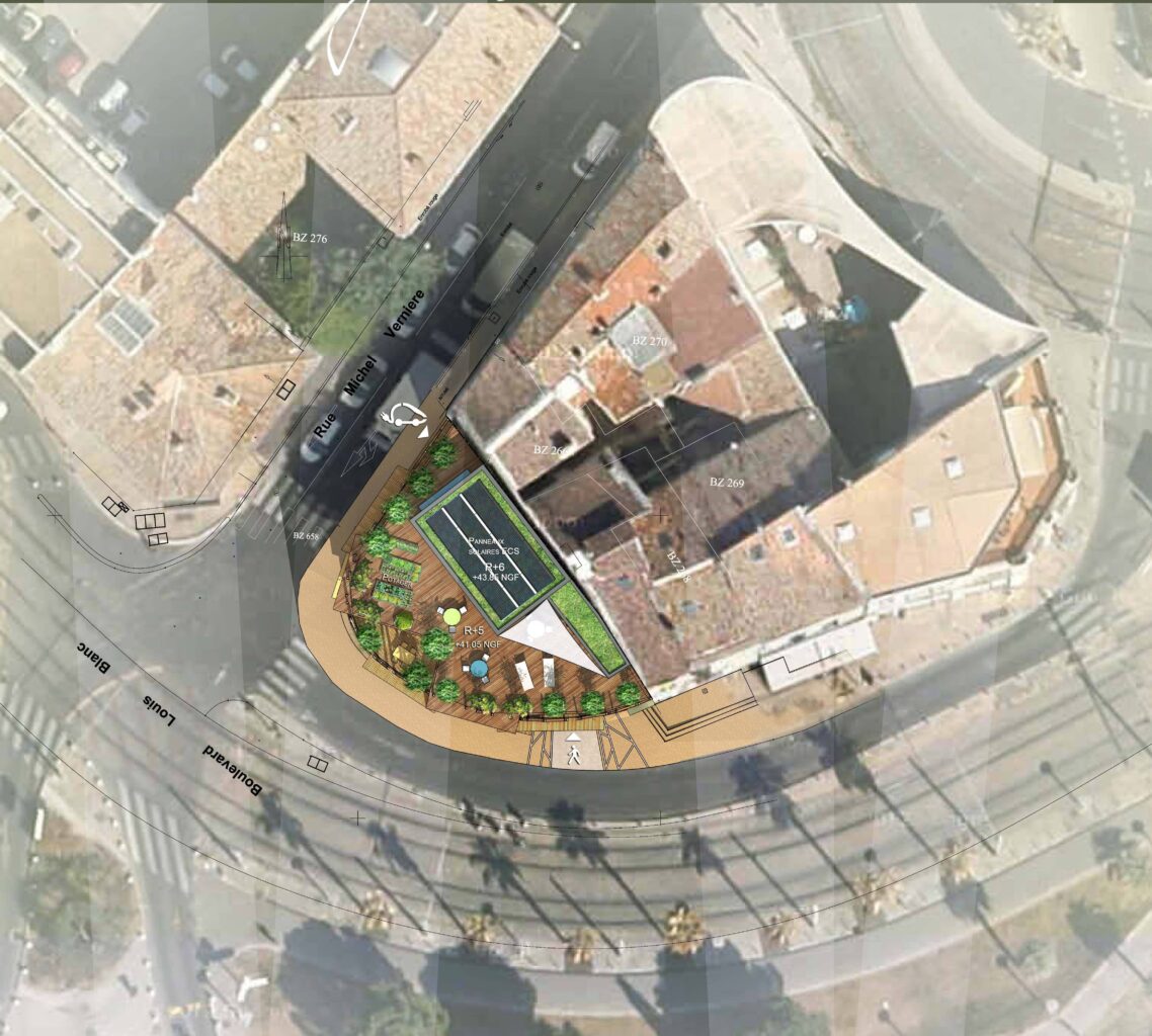 îlot vernière immeuble végétal 10 logements d'habitat participatif zéro carbone montpellier plan de masse