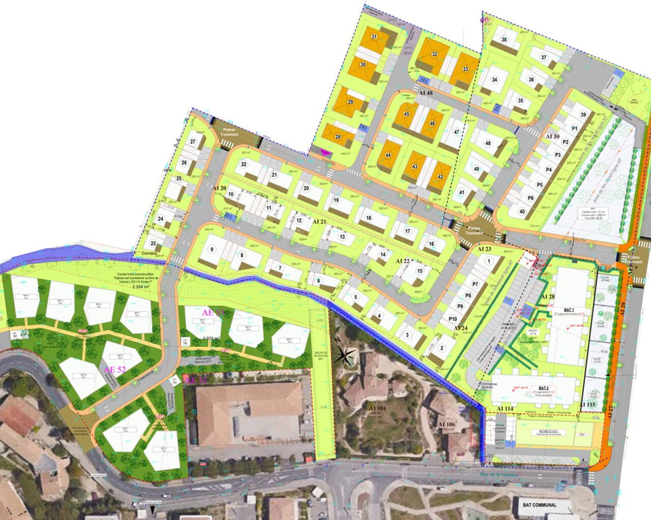 quartier la valsière à grabels création de 220 logements plan de masse