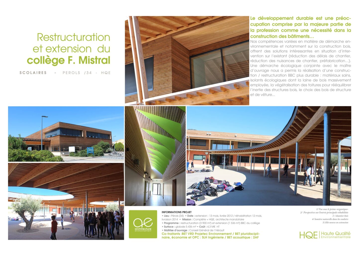 restructuration et extension du collège frédéric mistral pérols fiche projet