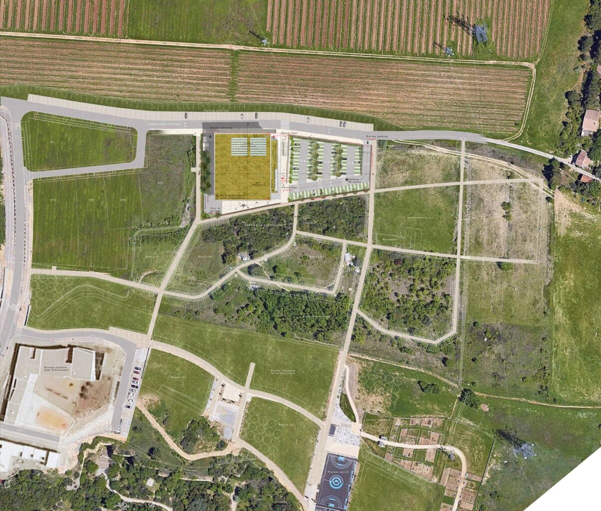 salle polyvalente et halle gymnique comple roque fraisse saint jean de védas plan de masse