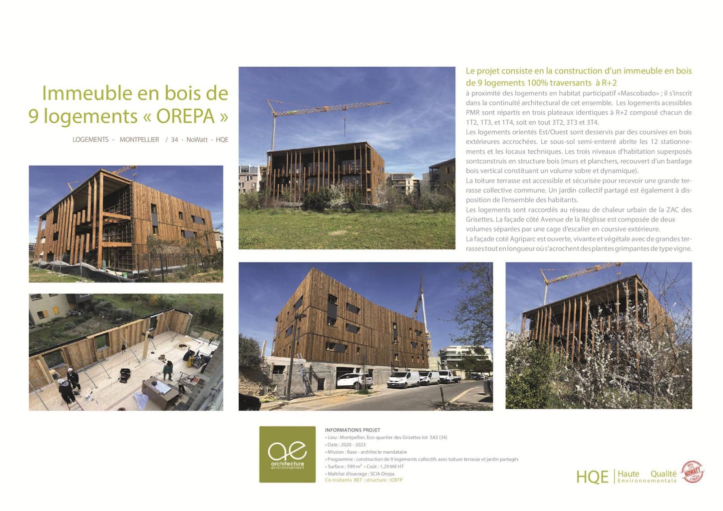 orepa logements collectifs ecologiques montpellier les grissettes.orepa logements collectifs avec toiture terrasse et jardin partagés montpellier quartir les grisettes