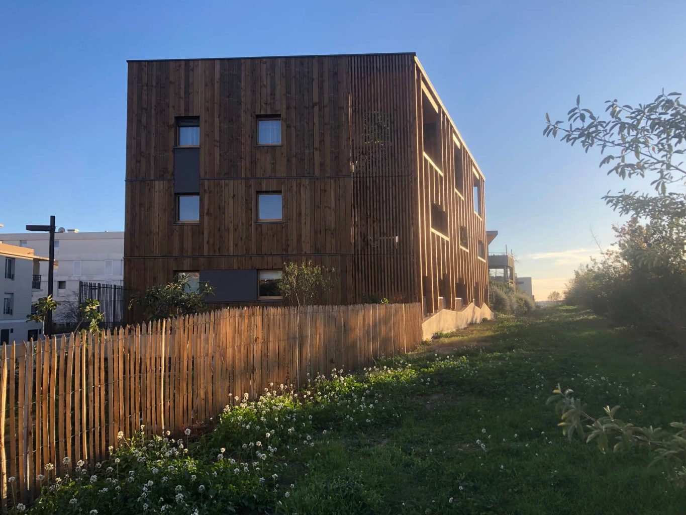 pignon orepa ok.orepa logements collectifs avec toiture terrasse et jardin partagés montpellier quartir les grisettes